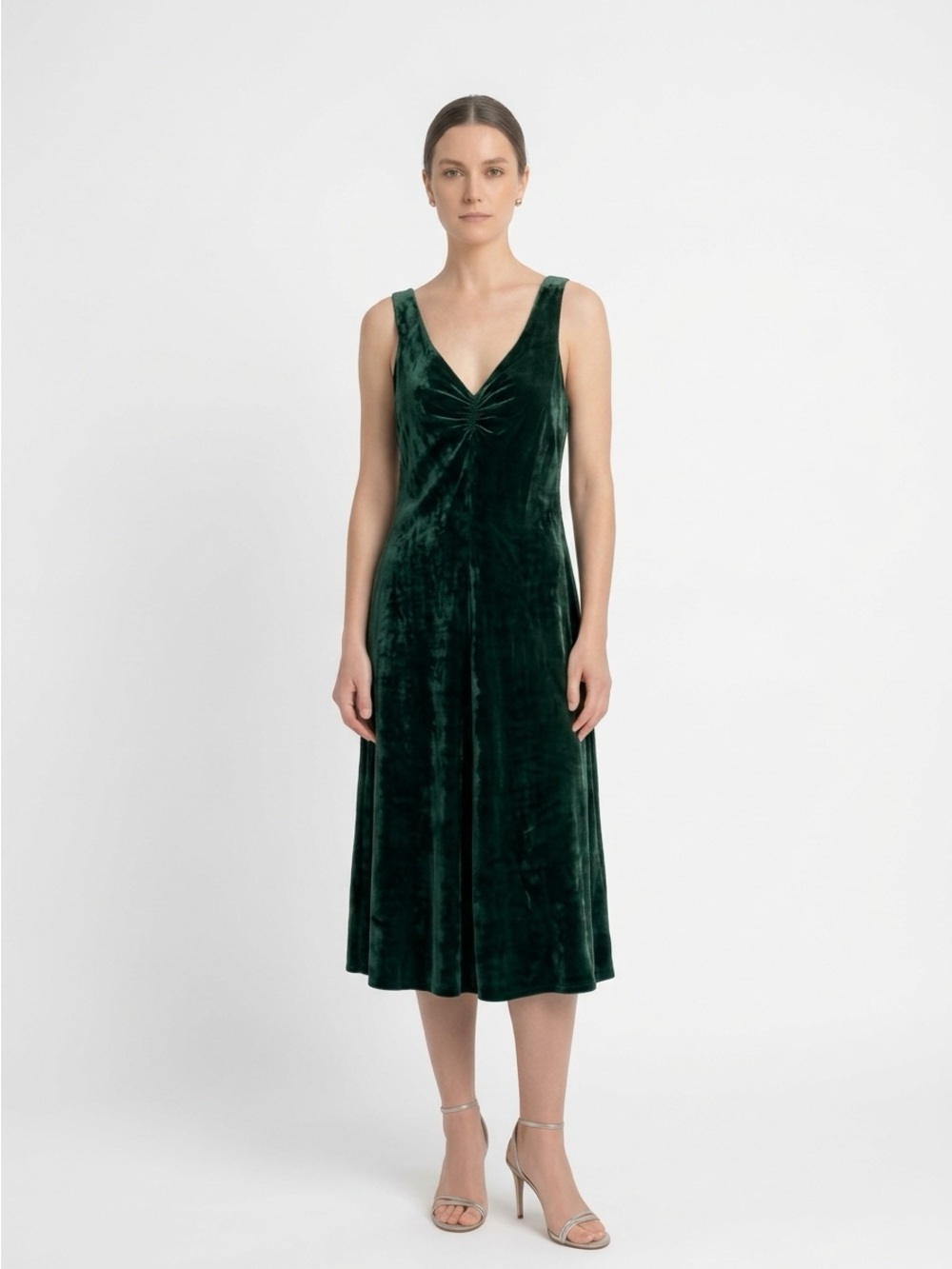 Vintage Emporio Armani Velvet Silk blend sleeveless midi dress , sz : 10